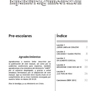 EBDV LA PALABRA @ MI CORAZON – NIVEL PRE-ESCOLAR